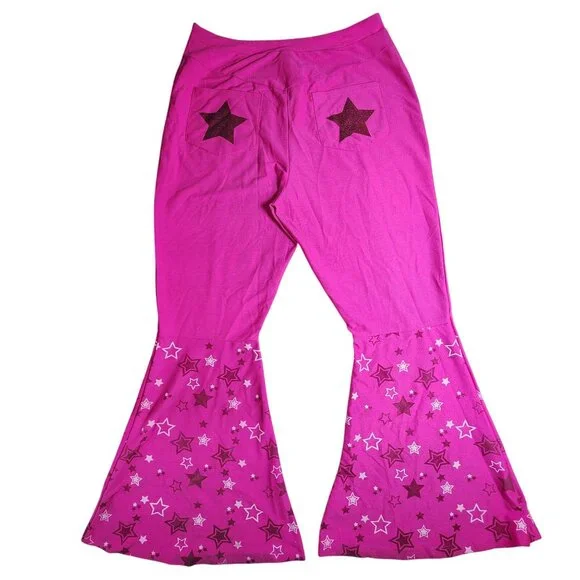 Barbie The Movie Spirit Pink Star Bell-Bottom Pants, Women's XL - Picture 10 of 10